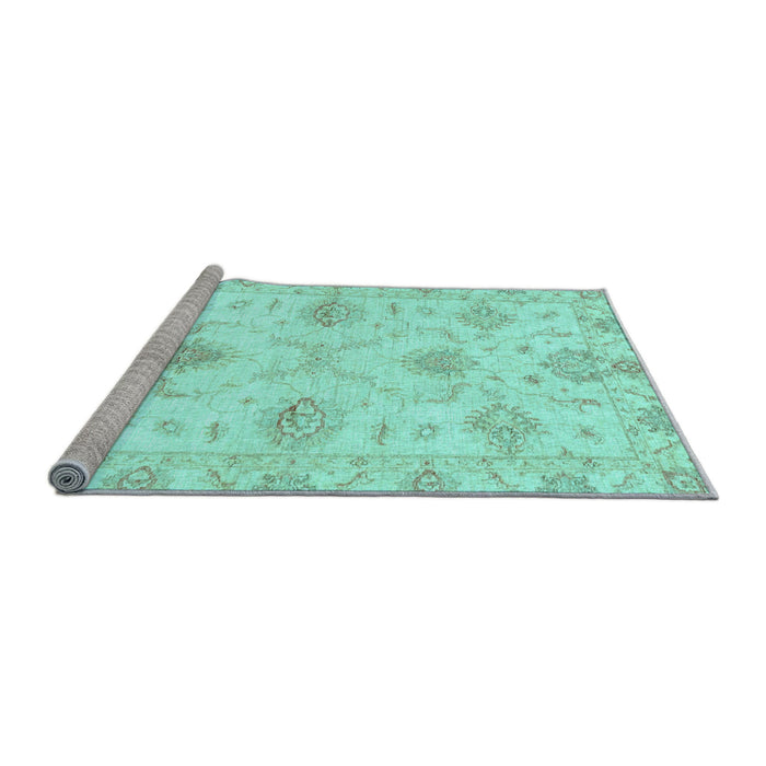 Sideview of Machine Washable Oriental Light Blue Traditional Rug, wshabs3930lblu