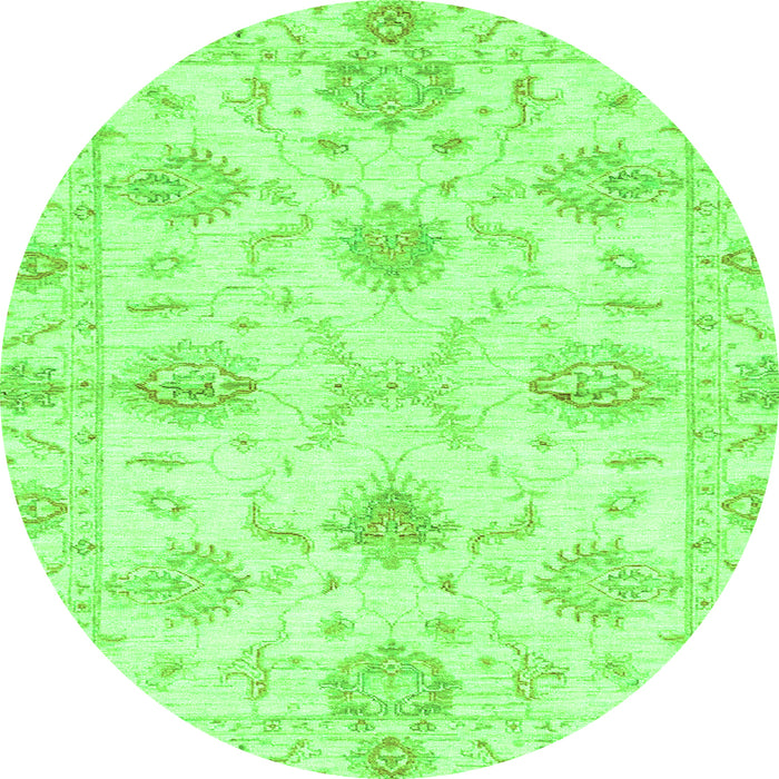 Round Oriental Green Traditional Rug, abs3930grn