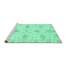 Sideview of Machine Washable Oriental Turquoise Traditional Area Rugs, wshabs3930turq