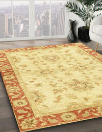 Abstract Mustard Yellow Oriental Rug, abs3931