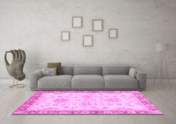 Machine Washable Oriental Purple Traditional Area Rugs in a Living Room, wshabs3931pur