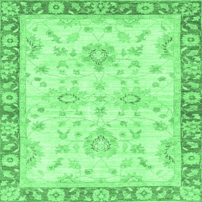 Square Machine Washable Oriental Emerald Green Traditional Area Rugs, wshabs3931emgrn
