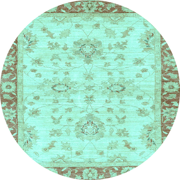 Round Oriental Light Blue Traditional Rug, abs3931lblu