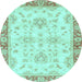 Round Oriental Light Blue Traditional Rug, abs3931lblu