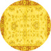 Round Oriental Yellow Traditional Rug, abs3931yw