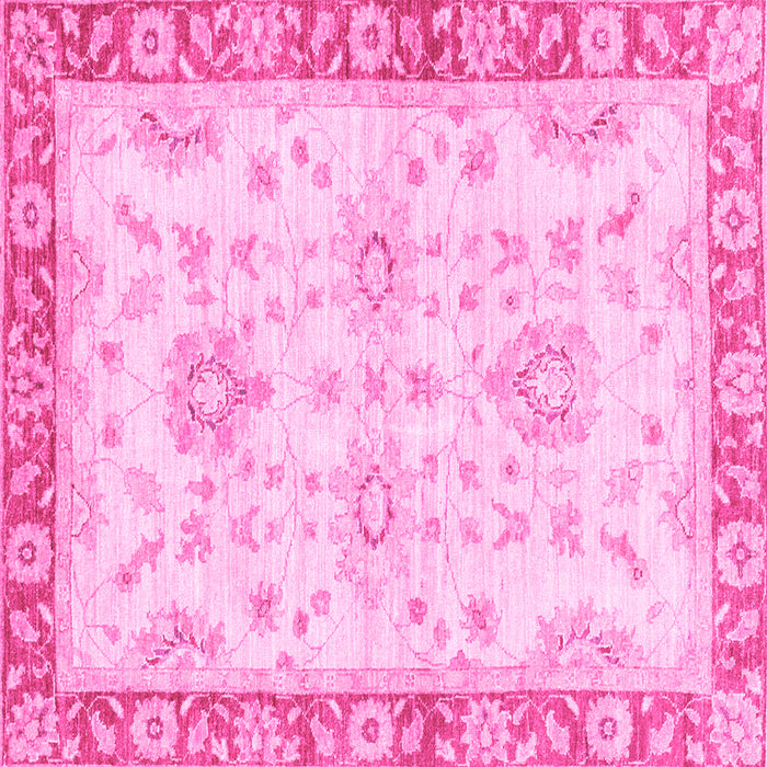 Square Machine Washable Oriental Pink Traditional Rug, wshabs3931pnk