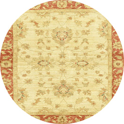 Round Machine Washable Abstract Mustard Yellow Rug, wshabs3931