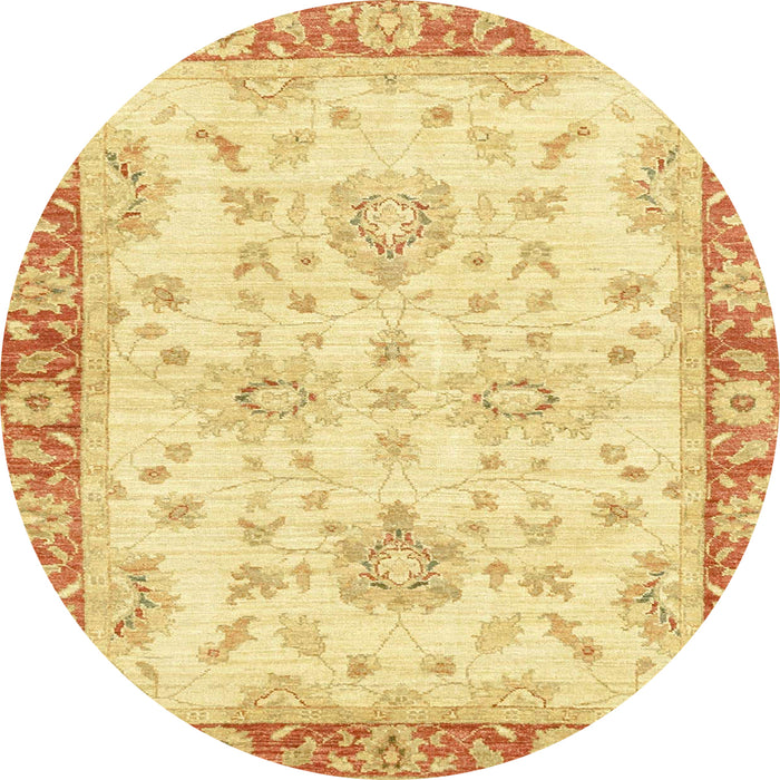 Round Machine Washable Abstract Mustard Yellow Rug, wshabs3931