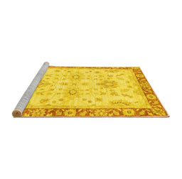 Sideview of Machine Washable Oriental Yellow Traditional Rug, wshabs3931yw