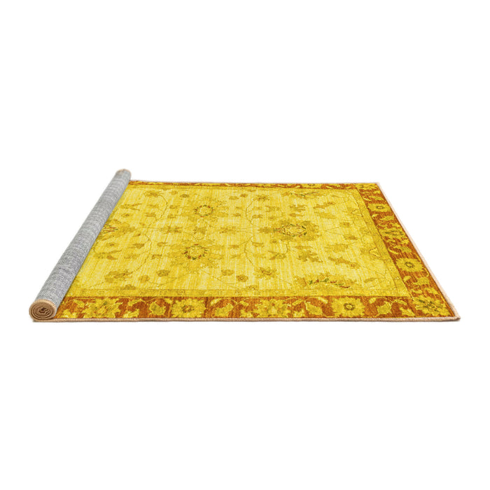 Sideview of Machine Washable Oriental Yellow Traditional Rug, wshabs3931yw