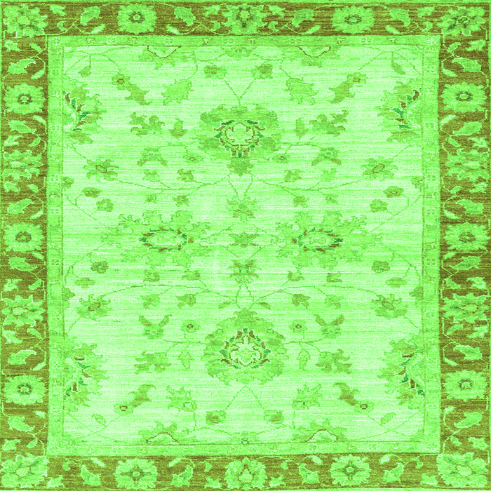 Square Oriental Green Traditional Rug, abs3931grn