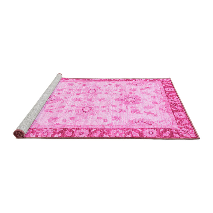 Sideview of Machine Washable Oriental Pink Traditional Rug, wshabs3931pnk