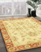 Abstract Mustard Yellow Oriental Rug in Family Room, abs3931