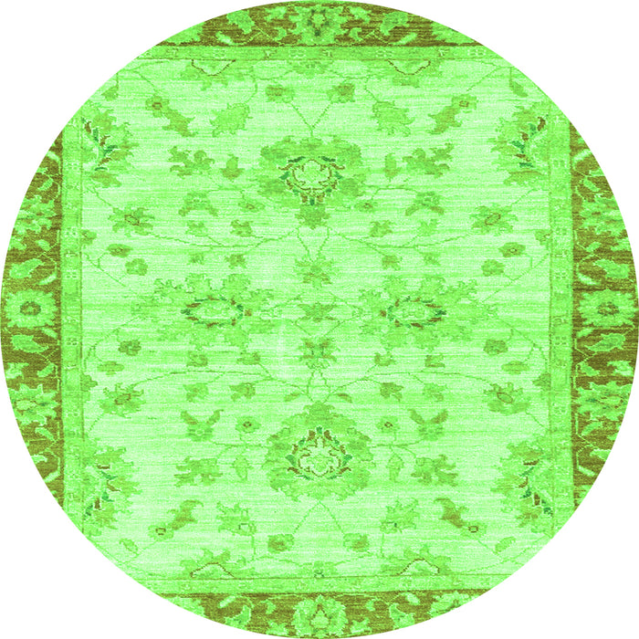 Round Machine Washable Oriental Green Traditional Area Rugs, wshabs3931grn