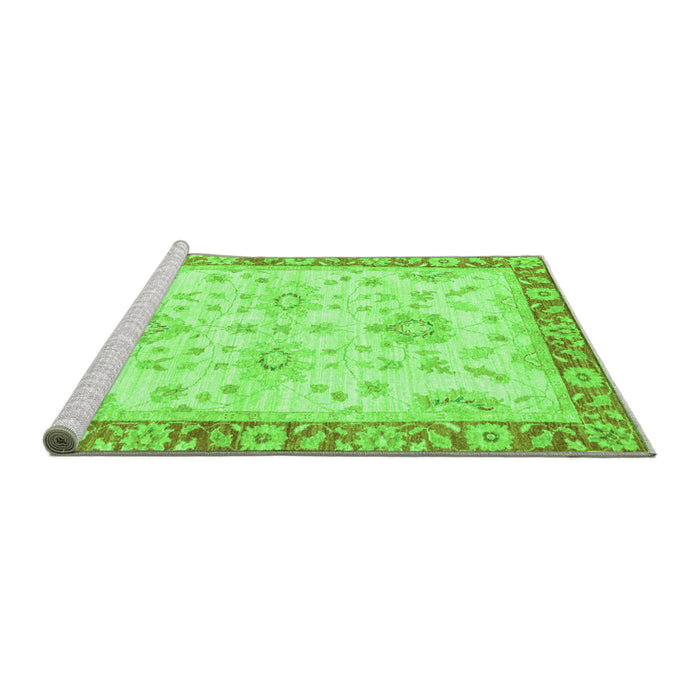 Sideview of Machine Washable Oriental Green Traditional Area Rugs, wshabs3931grn