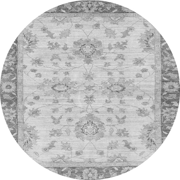 Round Machine Washable Oriental Gray Traditional Rug, wshabs3931gry