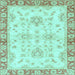 Square Oriental Light Blue Traditional Rug, abs3931lblu