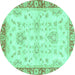 Round Oriental Turquoise Traditional Rug, abs3931turq