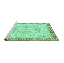 Sideview of Machine Washable Oriental Turquoise Traditional Area Rugs, wshabs3931turq
