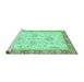 Sideview of Machine Washable Oriental Turquoise Traditional Area Rugs, wshabs3931turq