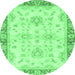 Round Oriental Emerald Green Traditional Rug, abs3931emgrn