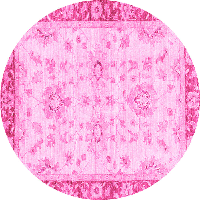 Round Oriental Pink Traditional Rug, abs3931pnk