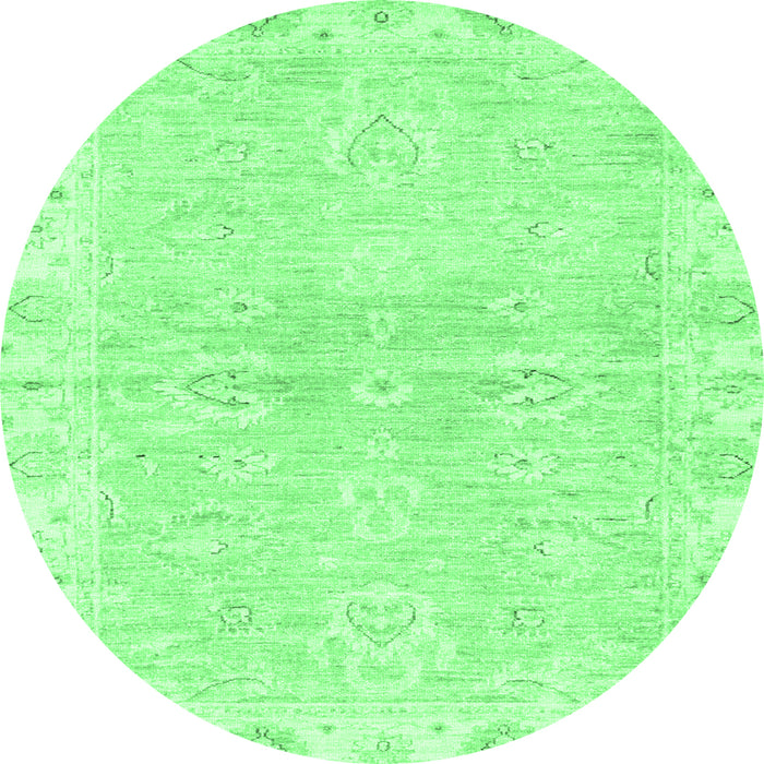 Round Abstract Emerald Green Modern Rug, abs3932emgrn