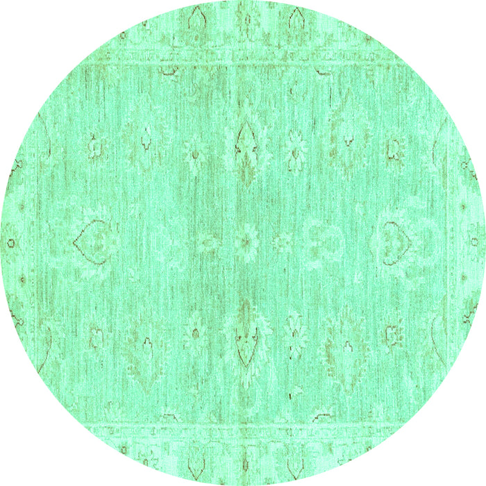 Round Abstract Turquoise Modern Rug, abs3932turq