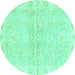 Round Abstract Turquoise Modern Rug, abs3932turq