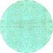 Round Machine Washable Abstract Light Blue Modern Rug, wshabs3932lblu