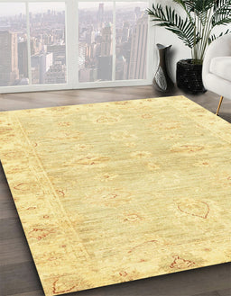 Abstract Chrome Gold Yellow Modern Rug in Family Room, abs3932