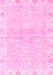 Machine Washable Abstract Pink Modern Rug, wshabs3932pnk