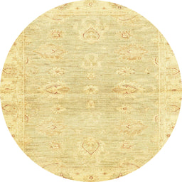 Round Machine Washable Abstract Chrome Gold Yellow Rug, wshabs3932