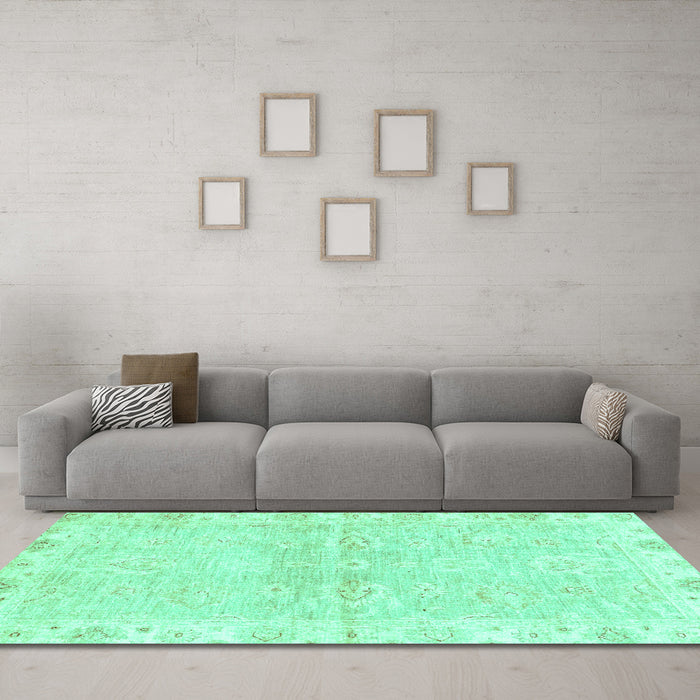 Machine Washable Abstract Turquoise Modern Area Rugs in a Living Room,, wshabs3932turq