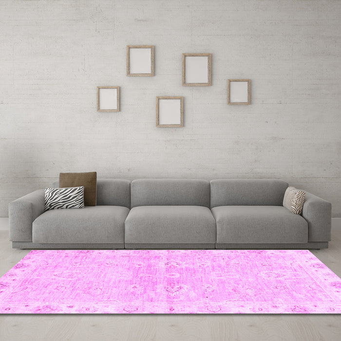 Machine Washable Abstract Purple Modern Area Rugs in a Living Room, wshabs3932pur