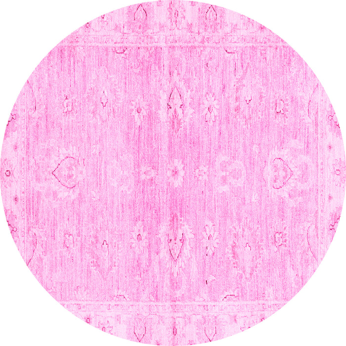 Round Machine Washable Abstract Pink Modern Rug, wshabs3932pnk