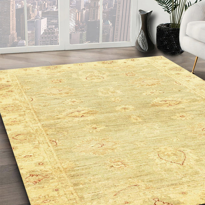 Machine Washable Abstract Chrome Gold Yellow Rug in a Family Room, wshabs3932
