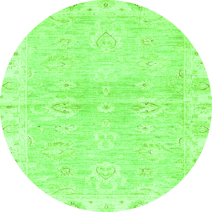 Round Machine Washable Abstract Green Modern Area Rugs, wshabs3932grn
