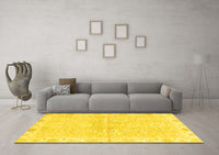 Machine Washable Abstract Yellow Modern Rug, wshabs3932yw