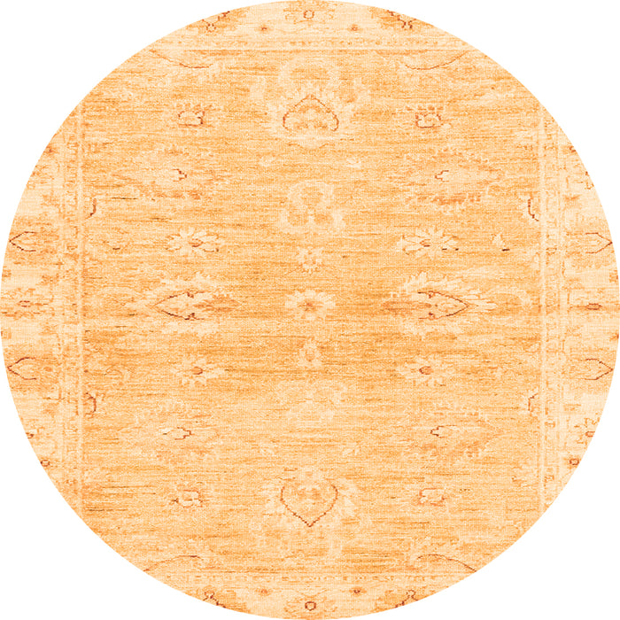 Round Machine Washable Abstract Orange Modern Area Rugs, wshabs3932org