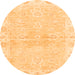 Round Machine Washable Abstract Orange Modern Area Rugs, wshabs3932org