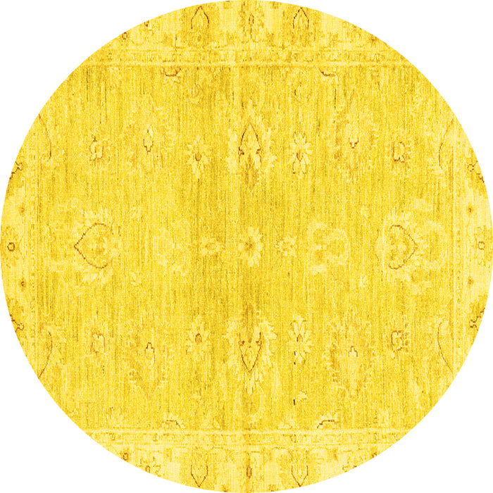 Round Abstract Yellow Modern Rug, abs3932yw