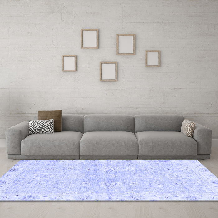 Machine Washable Abstract Blue Modern Rug in a Living Room, wshabs3932blu