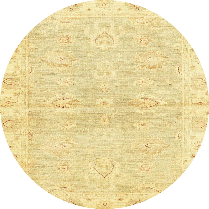 Round Abstract Chrome Gold Yellow Modern Rug, abs3932
