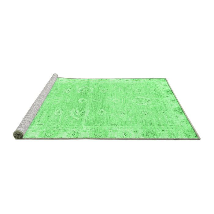 Sideview of Machine Washable Abstract Emerald Green Modern Area Rugs, wshabs3932emgrn
