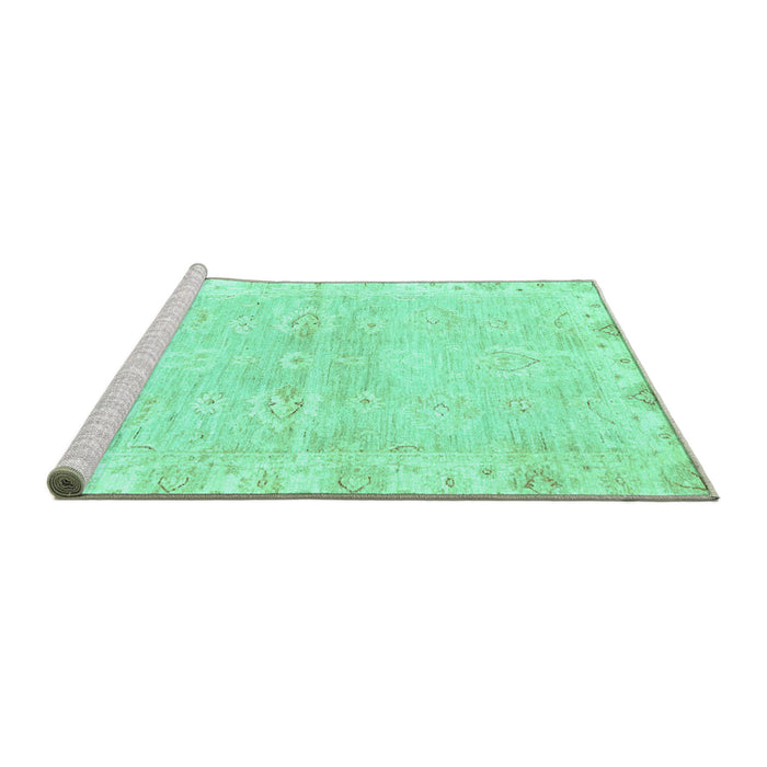 Sideview of Machine Washable Abstract Turquoise Modern Area Rugs, wshabs3932turq