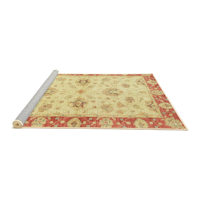 Sideview of Machine Washable Abstract Mustard Yellow Rug, wshabs3933