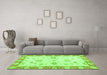 Machine Washable Oriental Green Traditional Area Rugs in a Living Room,, wshabs3933grn