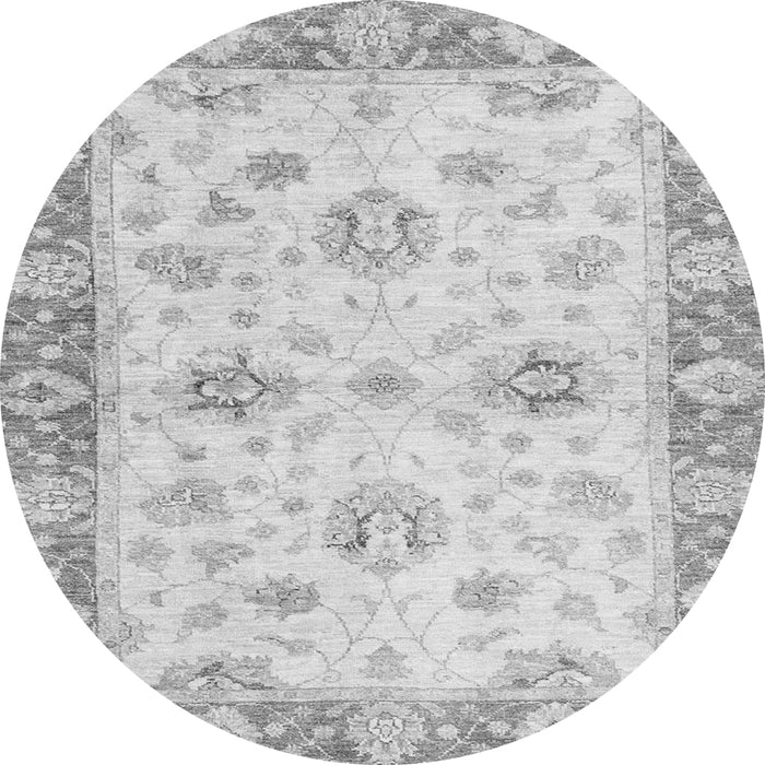 Round Machine Washable Oriental Gray Traditional Rug, wshabs3933gry