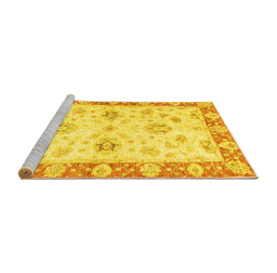 Sideview of Machine Washable Oriental Yellow Traditional Rug, wshabs3933yw